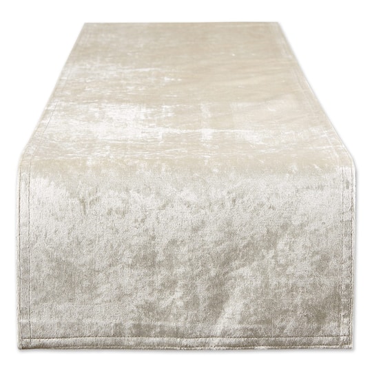 Design Imports Velvet Table Runner 14" x 72" - Ivory/Off White